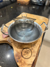 Load image into Gallery viewer, Naz's Kitchen HONEYCOMB Stainless Steel Wok Kadai with Glass Lid (Copy)
