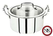 Load image into Gallery viewer, Naz&#39;s Kitchen Triply Stainless Steel Deep Pot with Glass Lid
