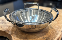 Load image into Gallery viewer, Naz&#39;s Kitchen Triply Stainless Steel Wok Kadai with Glass Lid

